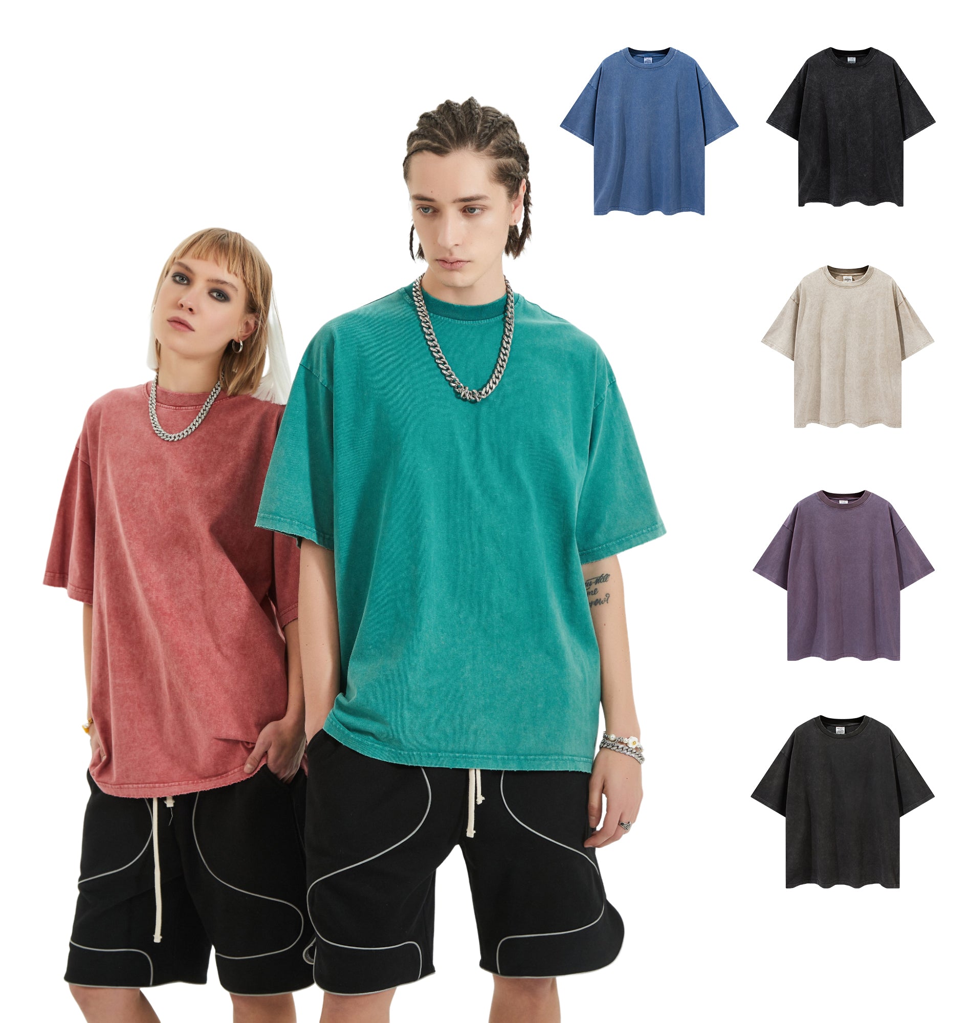 100% Cotton Custom Washed Vintage Blank Distressed Embroidered High Quality Short Sleeve Pure Color Round Neck Fashion T-Shirts