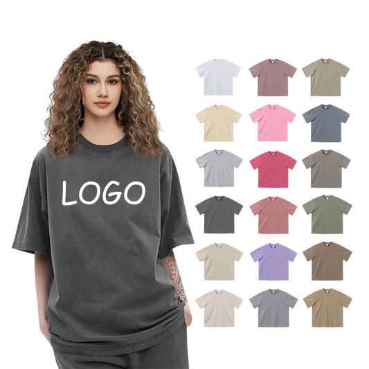 Vintage Custom Acid Wash Streetwear Loose 100% Cotton Short Sleeve Blank Round Neck High Quality Drop Shoulder T-shirt