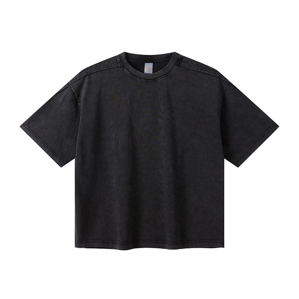 Men's Cotton T-shirt High Quality Patchwork Custom Puff Printing Design Vintage Round Neck Washed Wholesale Personalized T-shirt