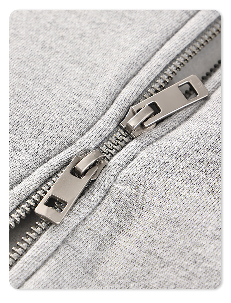 Wholesale Heavyweight Double-headed Zipper Streetwear High Quality Loose Oversized Drop Shoulder Fleece Fashion Hoodie