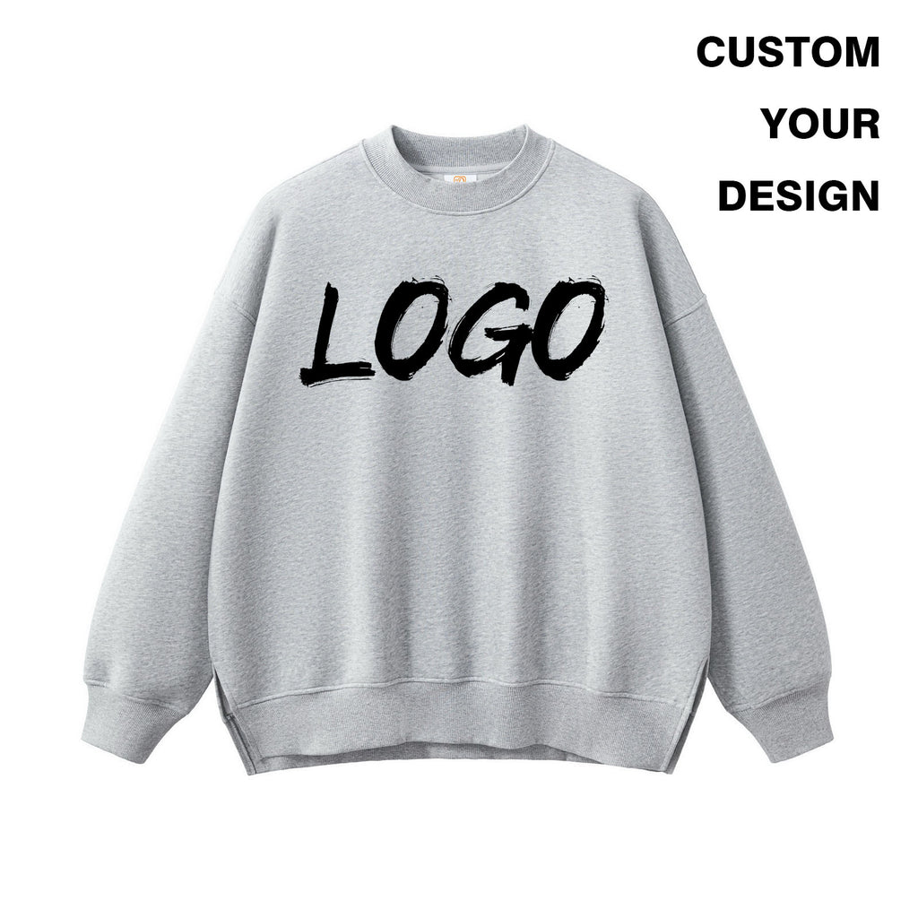 Wholesale Price Crewneck Pure Color Streetwear Fleece Unisex High Quality Custom Puff Printing Drop Shoulder Hoodie