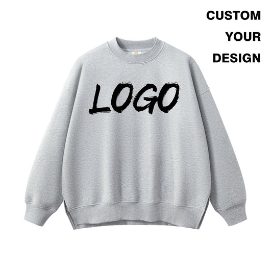Wholesale Price Crewneck Pure Color Streetwear Fleece Unisex High Quality Custom Puff Printing Drop Shoulder Hoodie