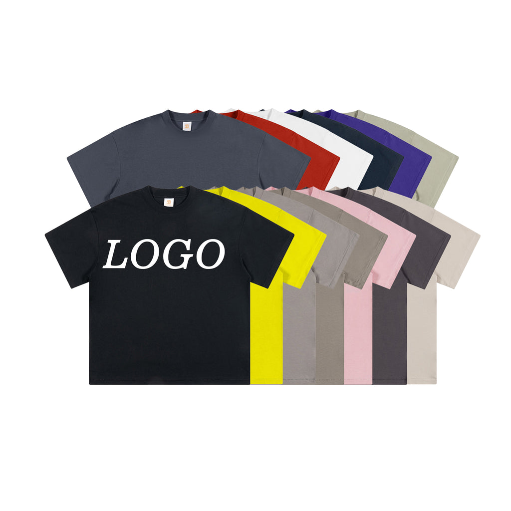 Loose Puff Print t Shirt Custom logo Blank Round Neck Pure Color High Quality Drop Shoulder Streetwear Fashion Men's T-shirts