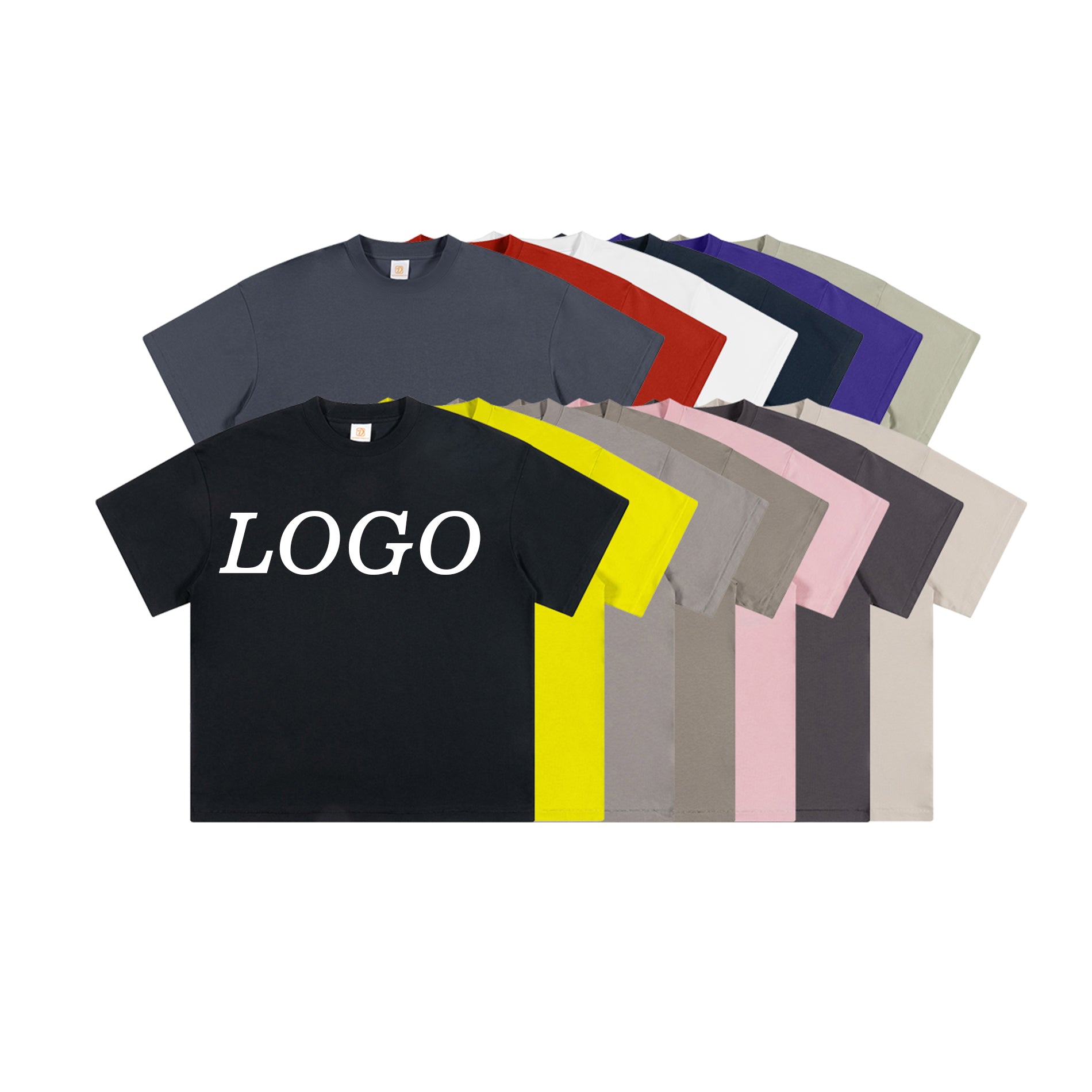 Loose Puff Print t Shirt Custom logo Blank Round Neck Pure Color High Quality Drop Shoulder Streetwear Fashion Men's T-shirts