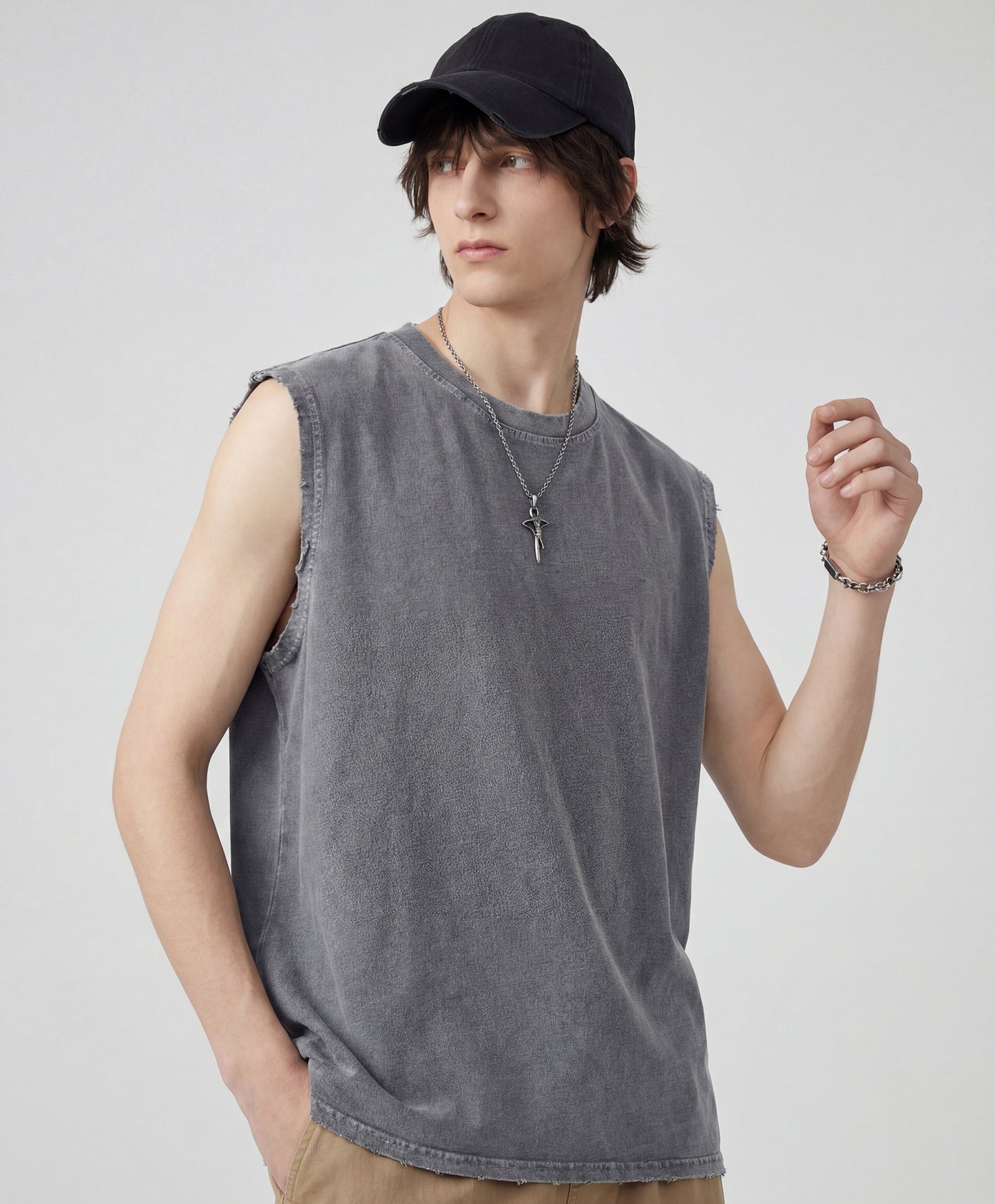 Wholesale Casual tank Top High Quality Men's Sleeveless Round Neck Gym Custom Embroidery Personalized Sleeveless T-shirt