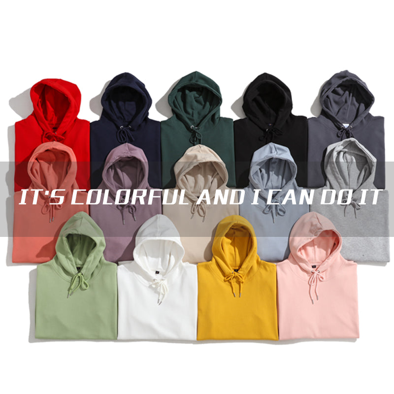 Custom Wholesale Oversized Pure Color Heavyweight High Quality Streetwear Screen Printed Polyester / Cotton Winter Thick Hoodies
