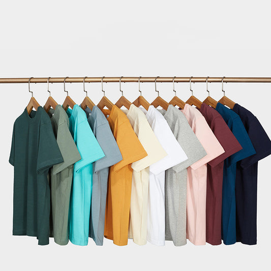 Wholesale Men's T-shirts Sublimation Streetwear American Heavyweight Vintage Solid Color Round Neck Seamless Tubular T-shirts