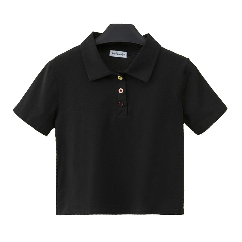 Customized High Quality Pure Color Stand Collar Streetwear Screen Print Personalized Short Sleeve Fashion T-shirt for Women