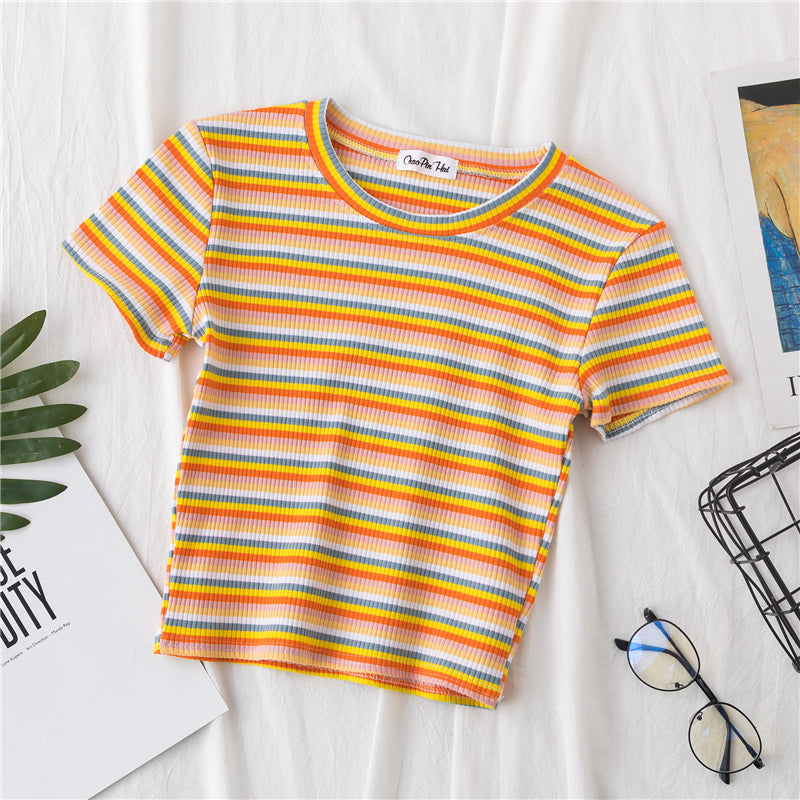 Oem Customizable Love logo Blanks American Dark Style Crop Top Tshirt Puff Print Drop Shoulder Style Summer Casual Fashion