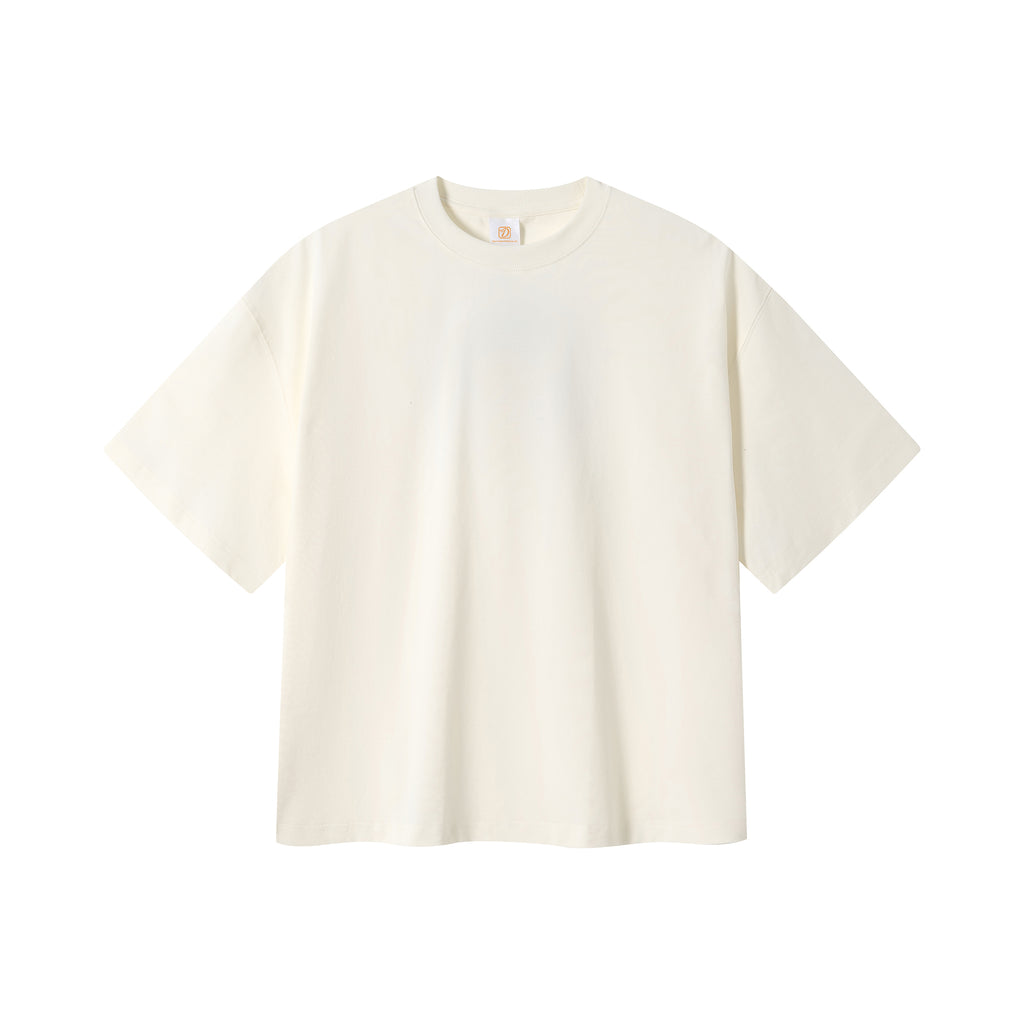 Boxy T-shirt Custom logo Short Style High Quality Streetwear Fashion Loose t Shirt Round Neck Embroidery logo Plain t Shirt