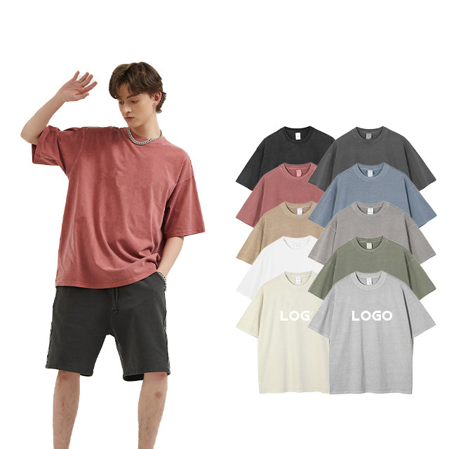 Vintage Short Sleeve 100% Cotton Heavyweight Custom Acid Wash Streetwear Blanks Loose Hip-hop Screen Print Fashion TShirt Design