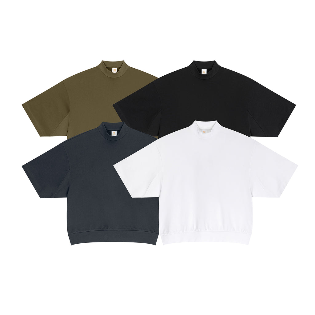 Streetwear Half High Collar T-shirt Fashion New Style Boxy Drop Shoulder High Quality Wholesale Men's Personalized T-shirt