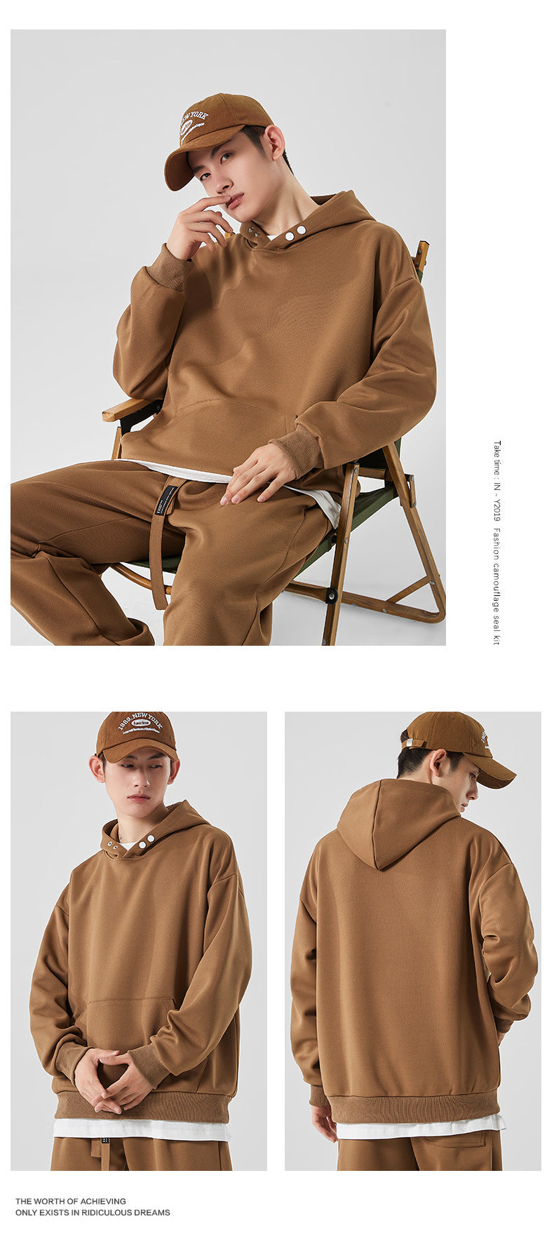 Heavyweight Wireless Streetwear High Quality Blank Custom Puff Printing Pure Color Oversized Men's Sweatpants and Hoodie Set