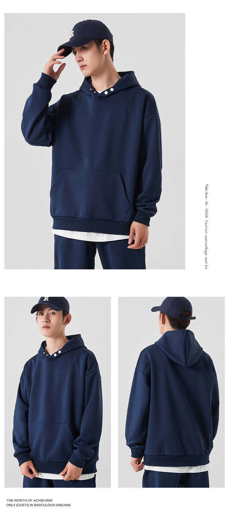 Heavyweight Wireless Streetwear High Quality Blank Custom Puff Printing Pure Color Oversized Men's Sweatpants and Hoodie Set
