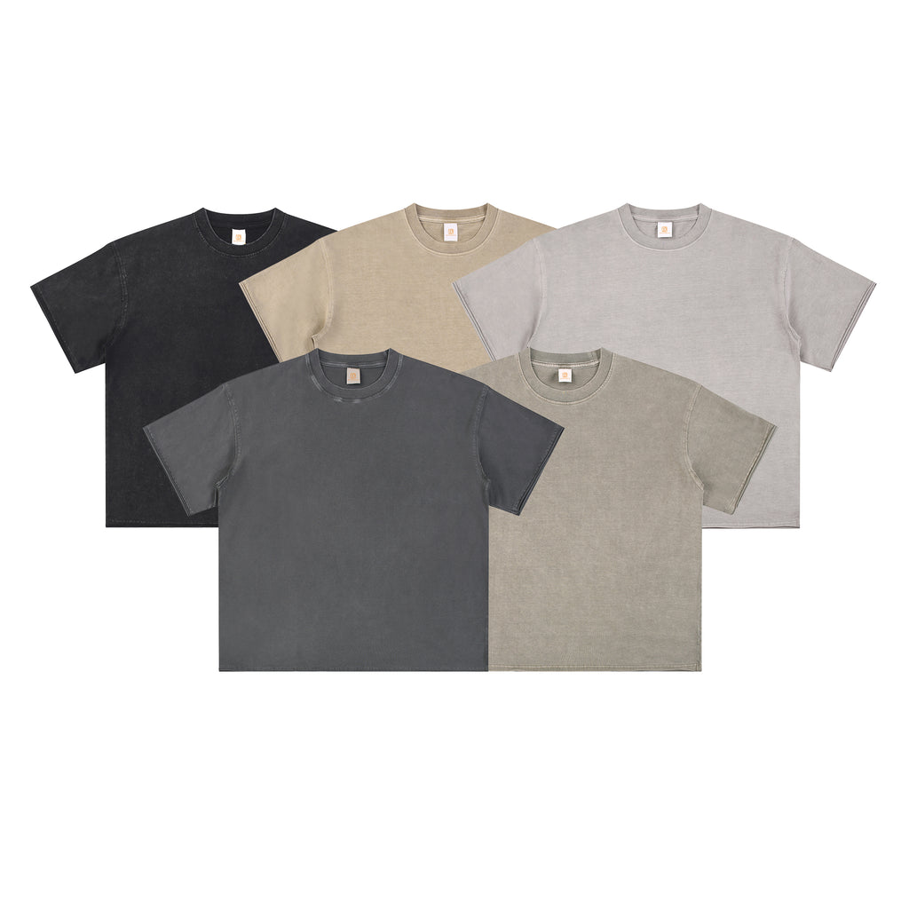 100% Cotton Custom T-shirt Vintage High Quality Streetwear Wax Printing Custom Design Short  Sleeve Round Neck Plain t Shirt