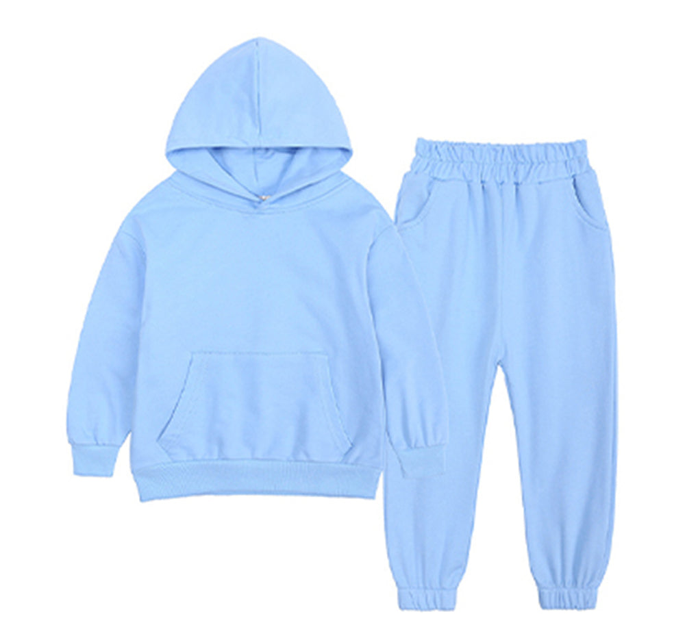 Wholesale Customized 7 Color Children's Clothing Small Medium and Large Size Boys and Girls Hooded Sports Outfit Sweatshirt Sets