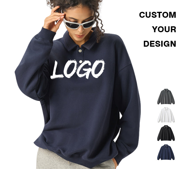 Clothing Manufacturer Stand Collar Streetwear High Quality Prue Color Polo Polyester/Cotton Blank Custom Puff Print Hoodies