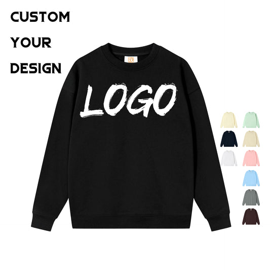 Men's Hoodies & Sweatshirts Custom Puff Printing Streetwear Crewneck High Quality Loose Drop Shoulder Black Plain Hoodies