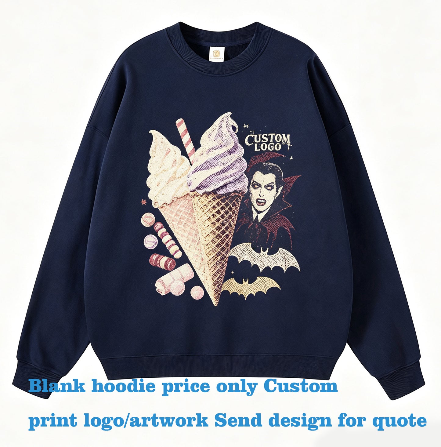 400 Gram Heavyweight 100%Cotton Pullover with Round Neck Streetwear Plain for Printing High Quality Multiple Processes to Choose