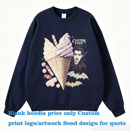 400 Gram Heavyweight 100%Cotton Pullover with Round Neck Streetwear Plain for Printing High Quality Multiple Processes to Choose