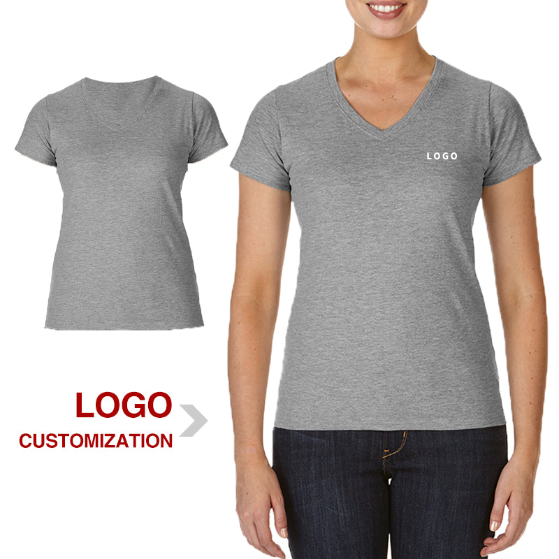 Wholesale Pure Color 100% Cotton V-Neck Distressed Embroidered Sublimation Short Sleeve Custom t Shirts Printing