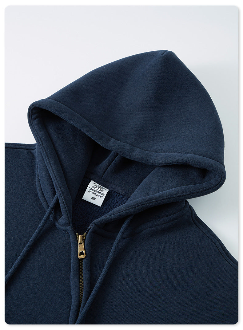 Heavyweight Unisex High Quality S-shaped Zipper Black Hip-hop Puff Printing Custom logo Oversized Streetwear Loose Blank Hoodies