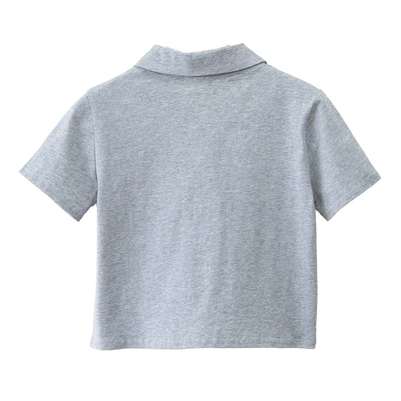 Customized High Quality Pure Color Stand Collar Streetwear Screen Print Personalized Short Sleeve Fashion T-shirt for Women