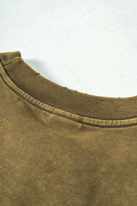 230gms Polyester and Cotton Round Collar Crop Top Washed Short High Quality Custom Oversized Streetwear Puff Print t Shirt