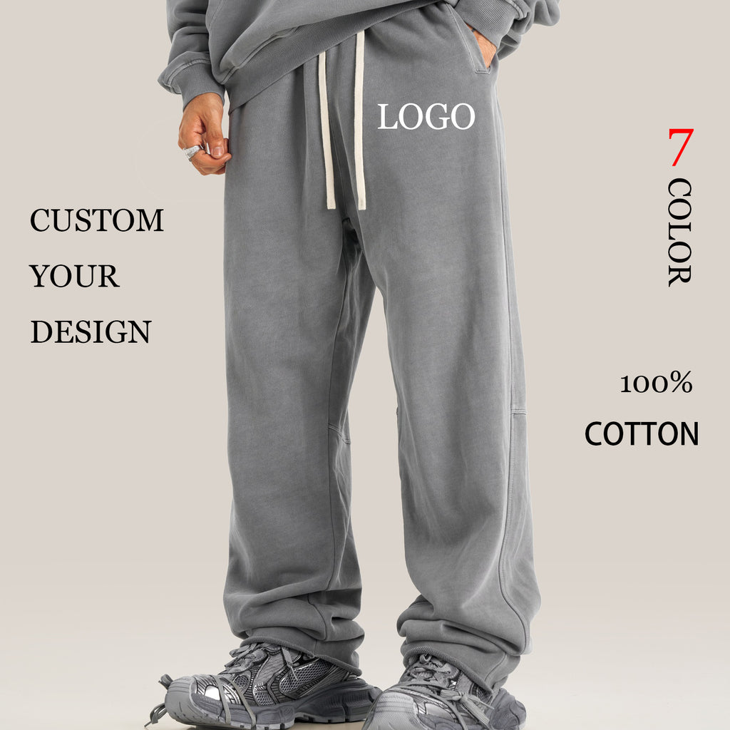 Hot Selling Heavy Cotton Pants Custom New Design Unisex High Quality Loose Acid Wash Streetwear Distressed Fashion Sweatpants