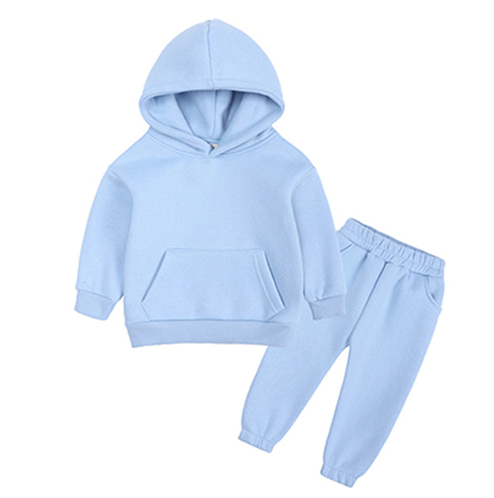 8 Color Fleece Children's Clothing Small Medium and Large Sizes Boys and Girls Hooded Fleece Sports Outfit with Vest Set Suit