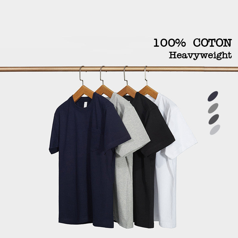300G Heavyweight 100% Cotton Streetwear High Quality Pocket Basic Custom logo Blank Round Neck Short Sleeve Fashion T Shirts