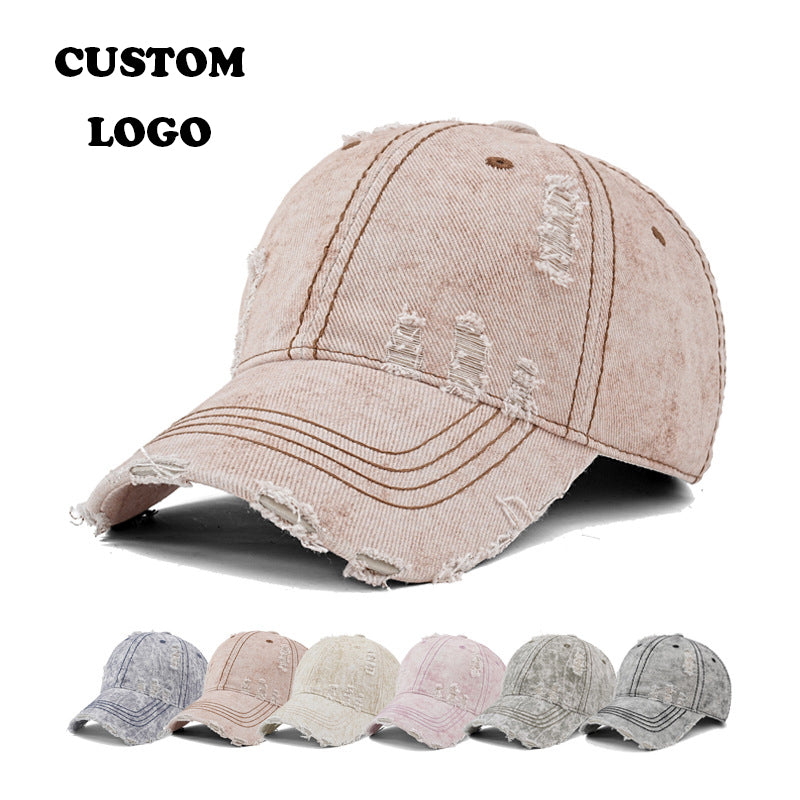 Streetwear Custom logo Sport Caps High Quality New Design Summer Casual Heavy Cotton Sport Fashion Broken Embroidery Caps