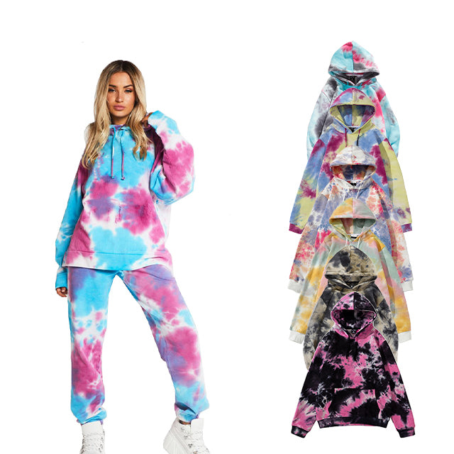 Manufacturer Hoodies 100% Cotton Custom logo Tie Dye Fleece Pullover Streetwear High Quality Drop Shoulder Fashion Thick Hoodie