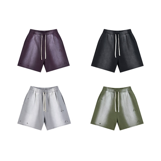 330g Vintage Shorts Summer New Style Custom Blank Washed Broken High Quality Screen Printed Fashion Dtf Transfers for Shorts