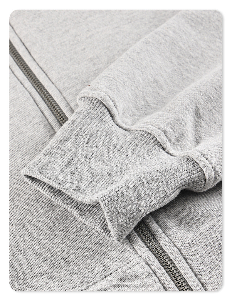 Wholesale Heavyweight Double-headed Zipper Streetwear High Quality Loose Oversized Drop Shoulder Fleece Fashion Hoodie