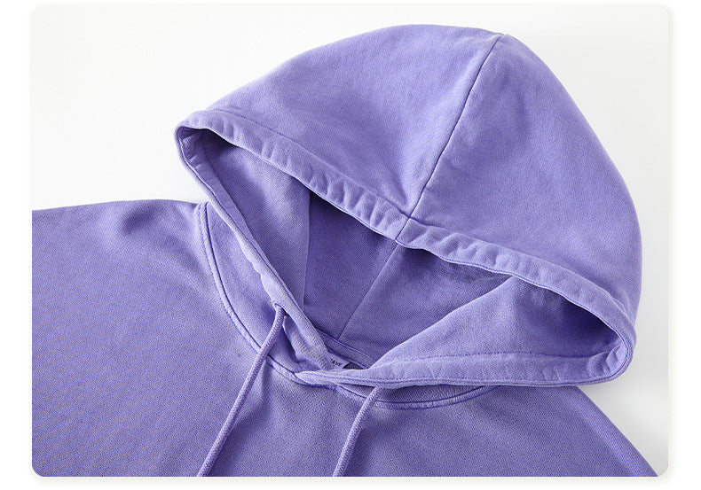 Vintage Streetwear Hip-hop Washed Oversized Hoodie Heavyweight Custom Puff Print Unisex Blank Pullover Fashion Black Hoodie