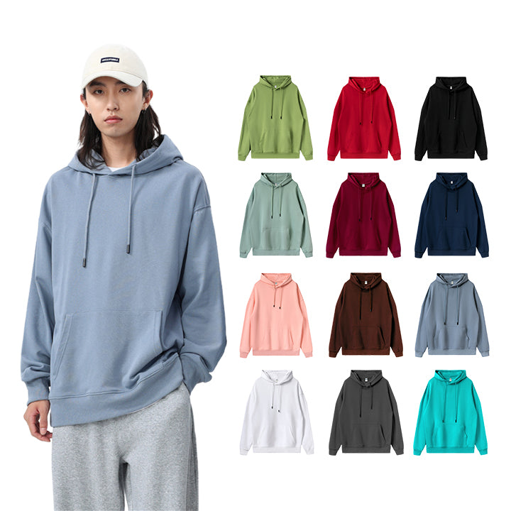 Wholesale Blank Pullover Drop Shoulder High Quality Custom Plus Size 100% Cotton Pure Color Fashion Mens Hoodies and Sweatshirts