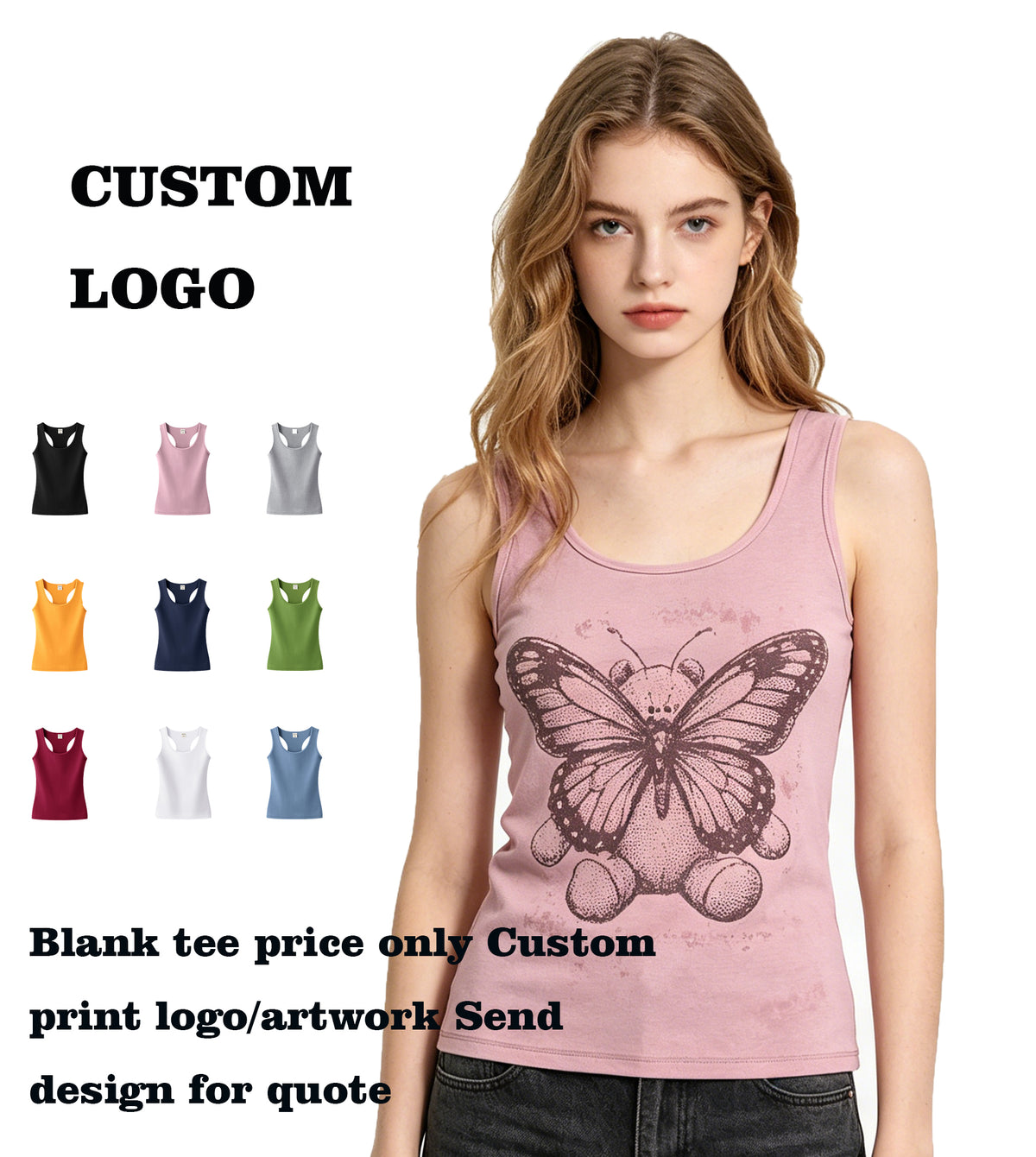 Oem Wholesale Customized logo Women's V Shaped tank Top Vintage Simples Style Personalized Design t Shirt Printing Custom