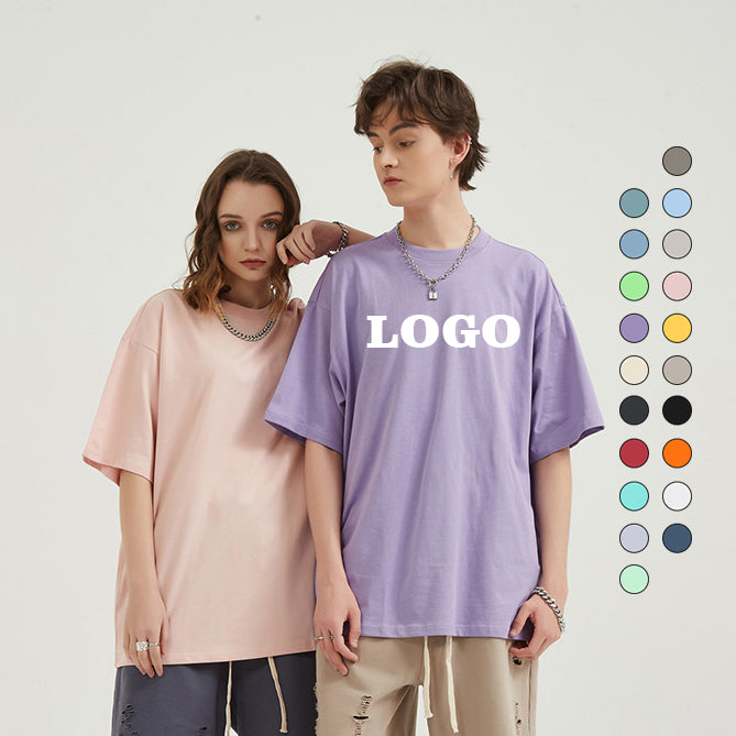 Loose Tshirt Custom Blank Pure Color High Quality t Shirt O-neck Drop Shoulder Streetwear 100% Cotton Personalized T-shirt