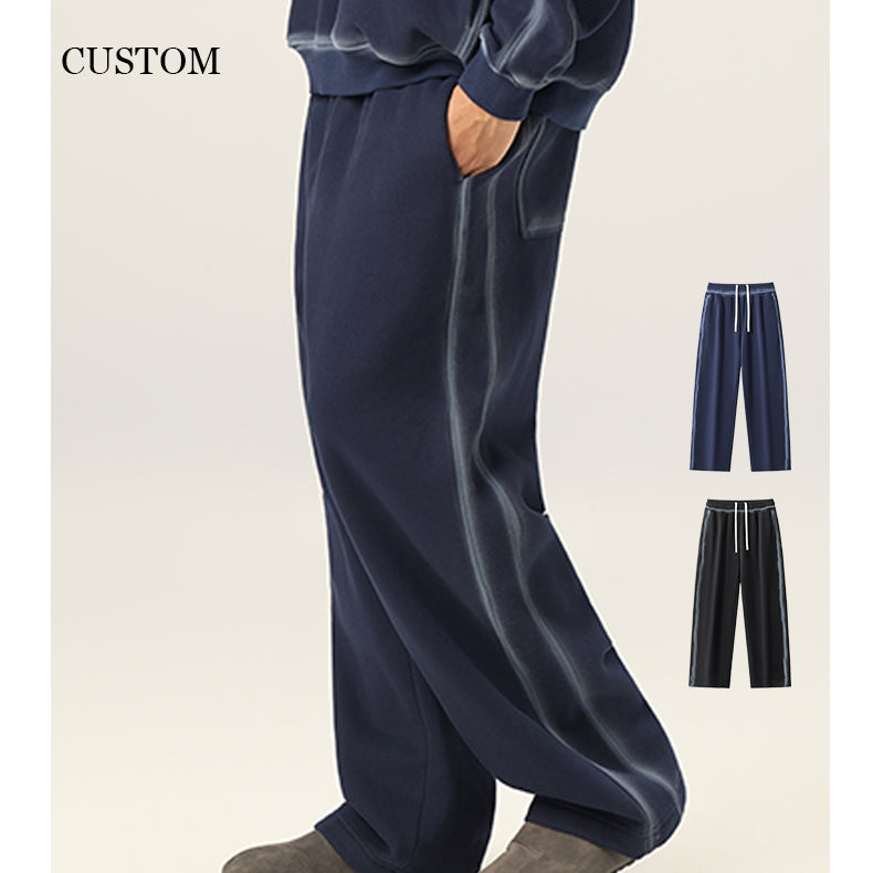 Clothing Manufacturer Custom logo Drawstring 350g Acid Wash Fleece Fashionable Streetwear Plain Men Sweatpants High Quality