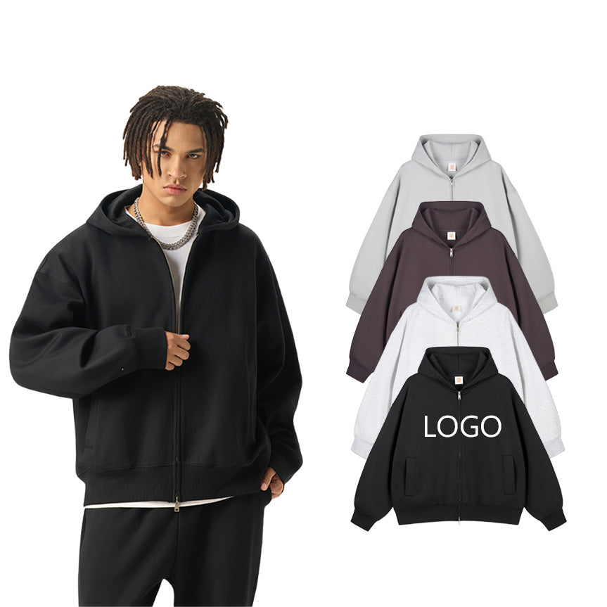 Custom Designer Men's Custom Zip Heavyweight Casual Long Sleeve Streetwear Blank Pullover Fleece Sweaters and Hoodies