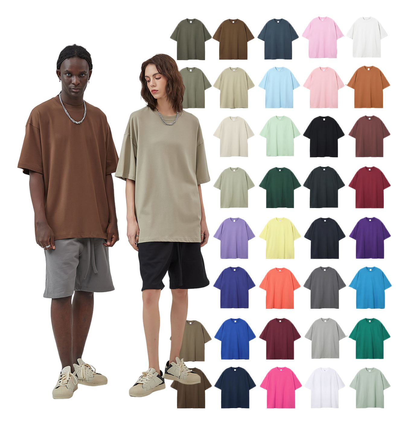 Drop Shoulder Heavyweight Multicolored Heavy Cotton High Quality Sublimation Short Sleeve Pure Color Dtf Transfers for t Shirts