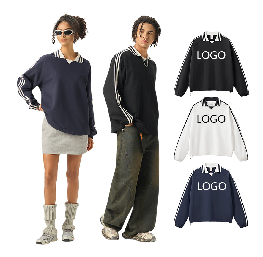 Wholesale Turtleneck Stripe Fashion Embroidery 100% Cotton Custom Puff Printing Hoodie Winter Heavyweight Trendy Design Hoodie