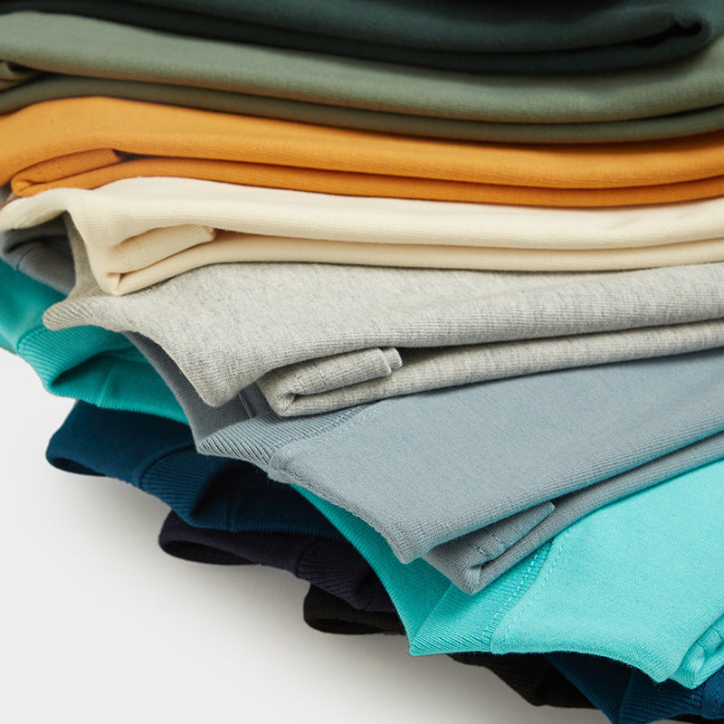 Wholesale Men's T-shirts Sublimation Streetwear American Heavyweight Vintage Solid Color Round Neck Seamless Tubular T-shirts