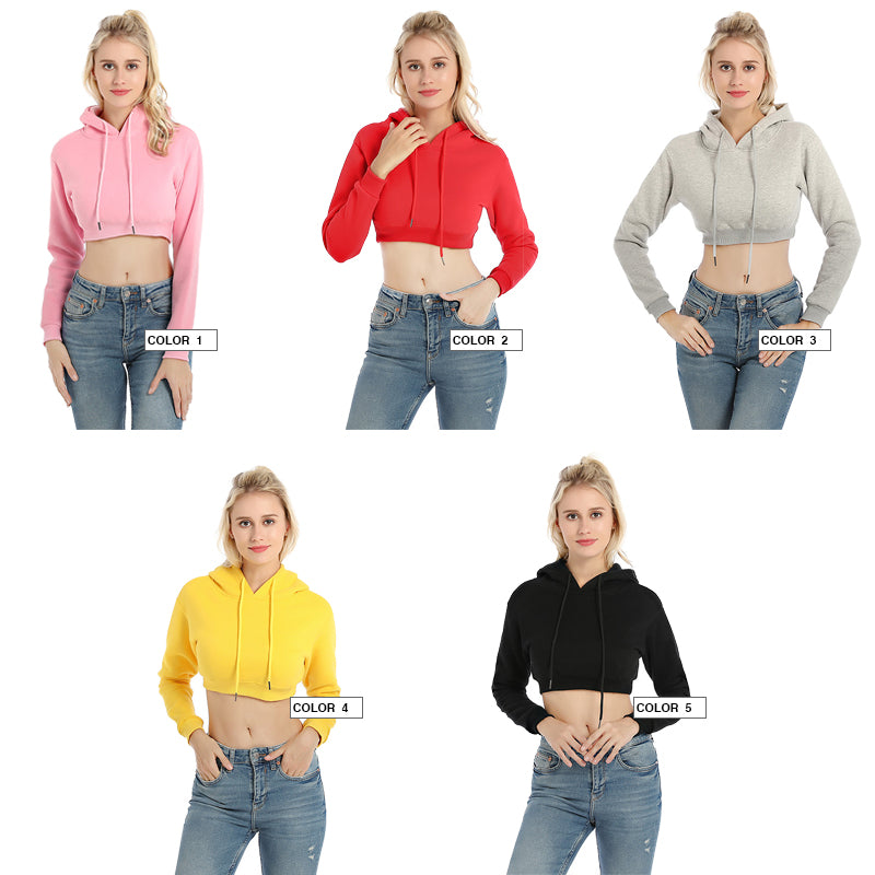 Wholesale Crop Tight-fitting Streetwear High Quality Polyester and Cotton Custom Puff Print Heavyweight Blank Pullover Hoodie