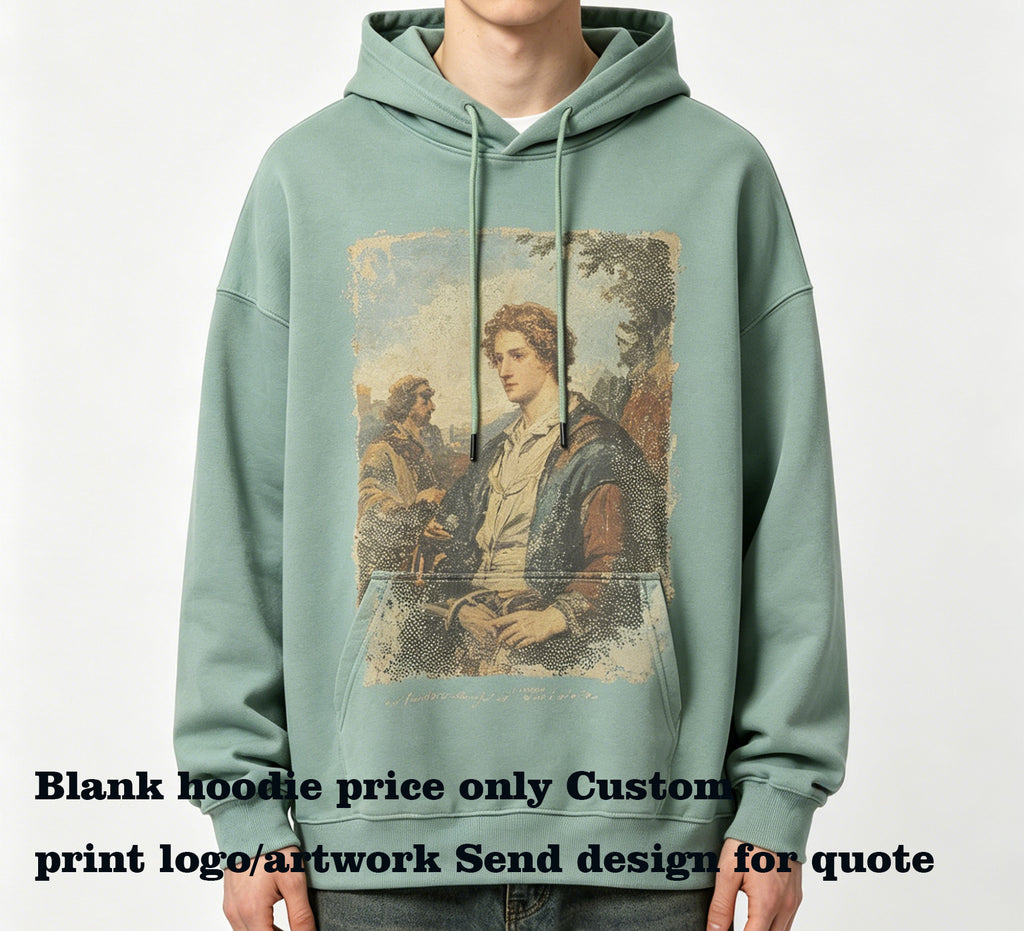 Wholesale Customizable Pattern Pure Cotton French Style Looped Shoulder Style 360g Hooded Sweatshirt Plus Size Hoodies Winter