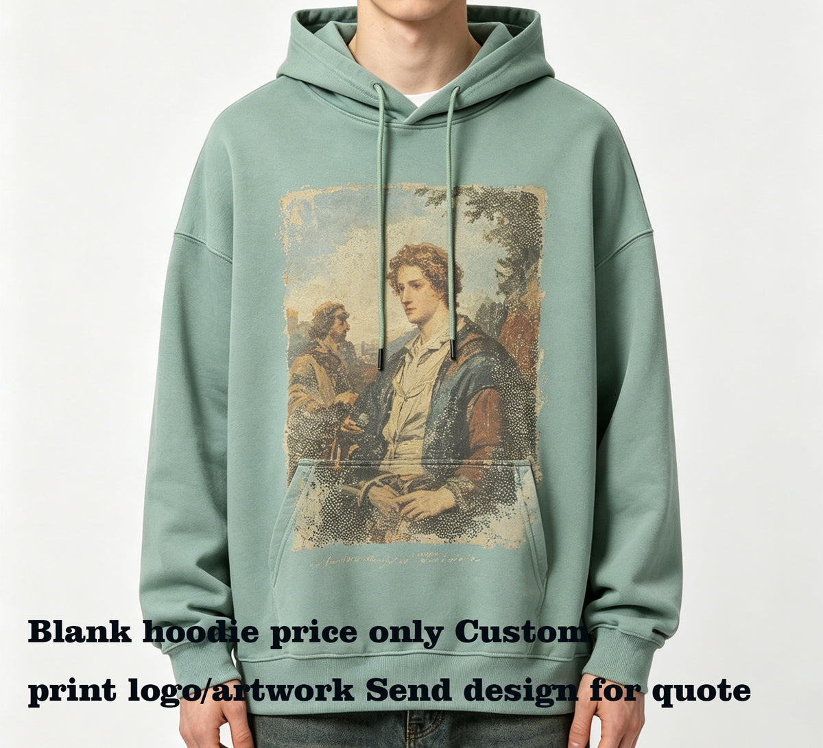 Wholesale Customizable Pattern Pure Cotton French Style Looped Shoulder Style 360g Hooded Sweatshirt Plus Size Hoodies Winter