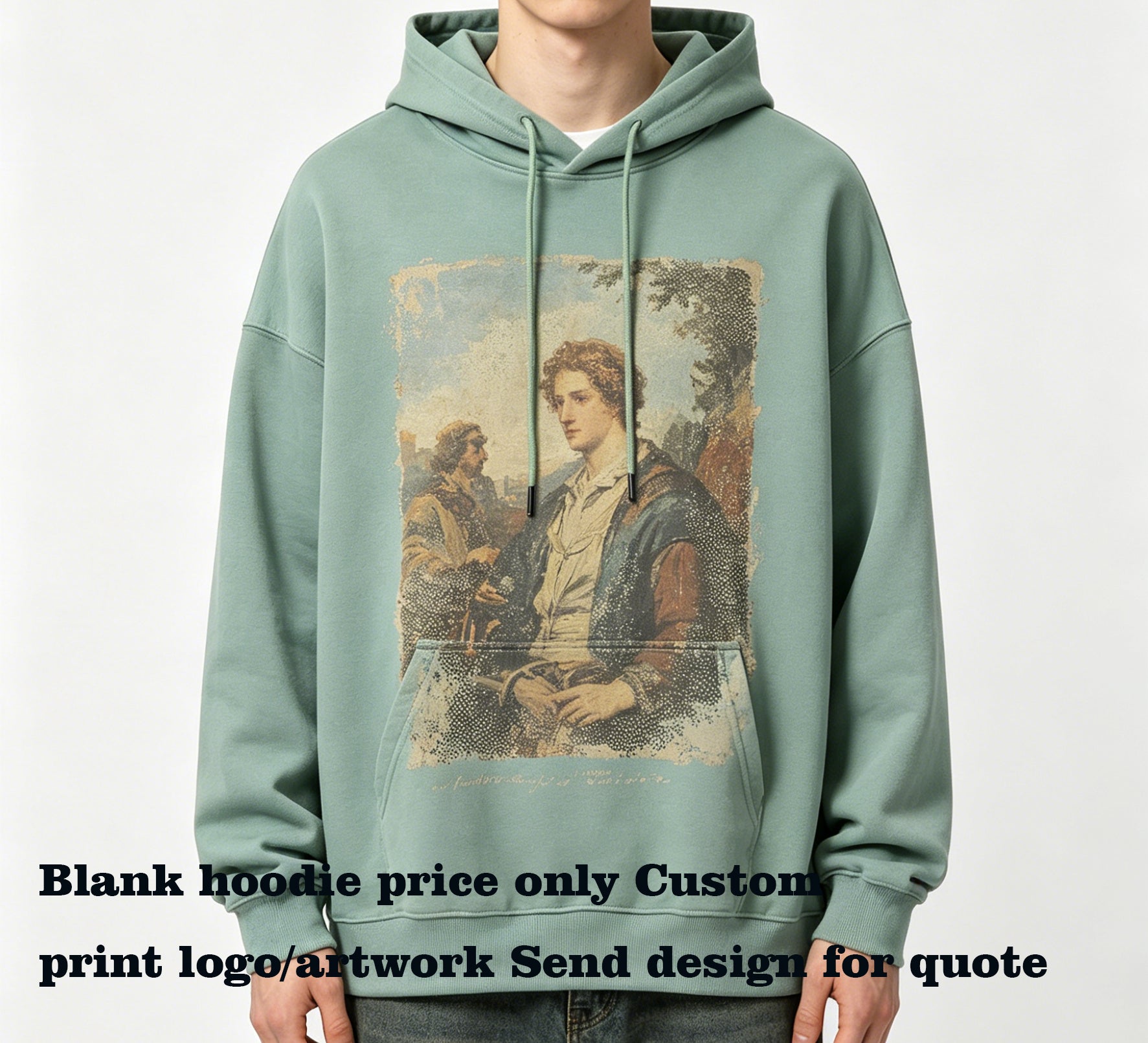 Wholesale Customizable Pattern Pure Cotton French Style Looped Shoulder Style 360g Hooded Sweatshirt Plus Size Hoodies Winter