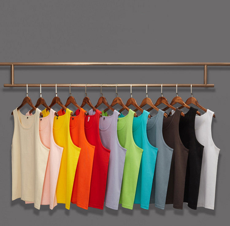 100% Cotton Pure Color Sleeveless Screen Print  Streetwear Fashion Blanks High Quality Heat Transfers for T-shirts