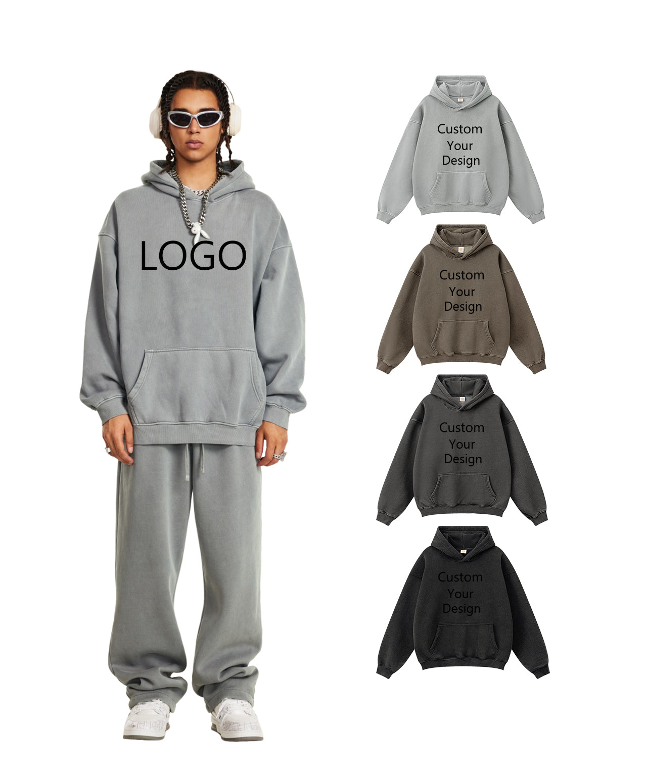 Custom Vintage Blank High Quality 340G Heavyweight Streetwear Screen Printed Sublimation Drop Shoulder Fashion Cheap Hoodies